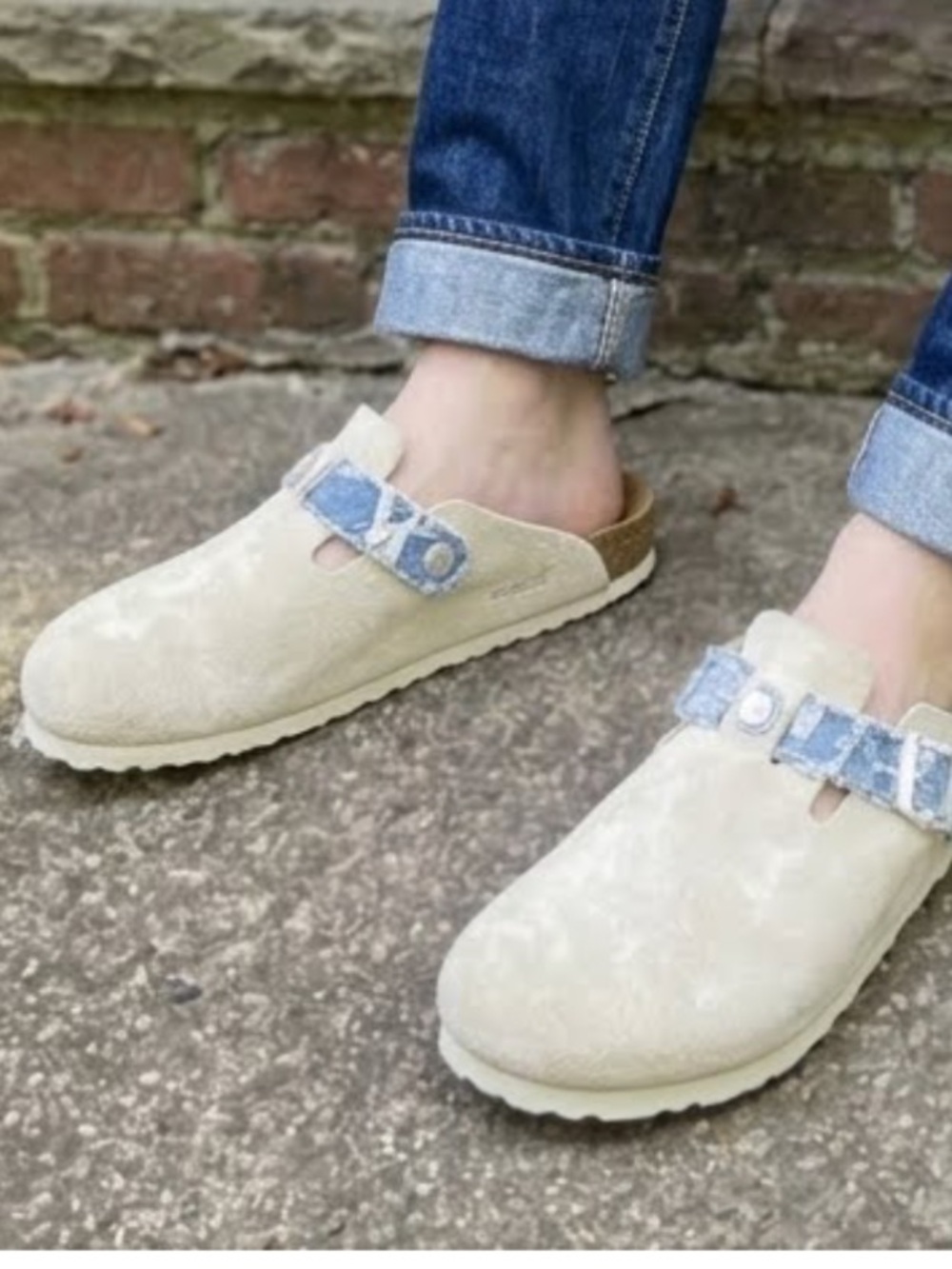 Birkenstock x Stussy Boston Clogs Men’s 45 12 Limited Ed Off White & Denim